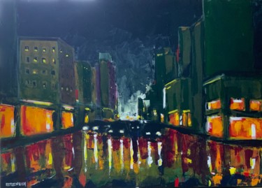 Peinture intitulée "Déjà la nuit" par Eric Stephan, Œuvre d'art originale, Acrylique Monté sur Châssis en bois