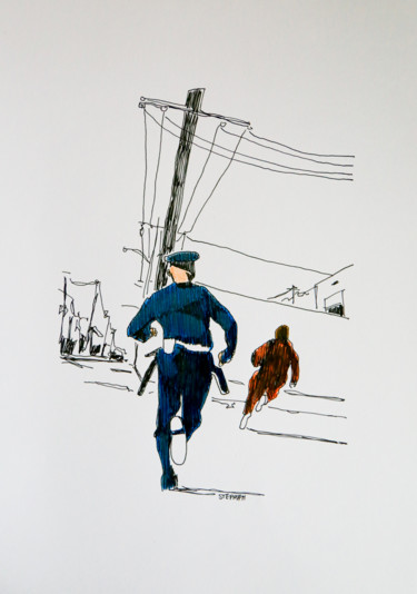 Σχέδιο με τίτλο "Run" από Eric Stephan, Αυθεντικά έργα τέχνης, Μολύβι