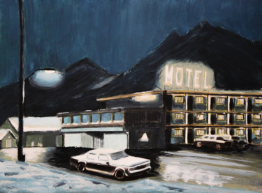 Painting titled "Blue Motel" by Eric Stephan, Original Artwork, Acrylic