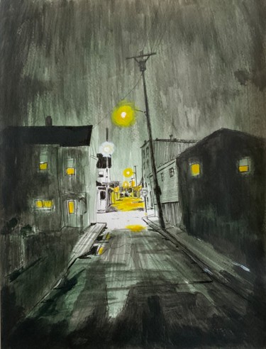Malerei mit dem Titel "Old town" von Eric Stephan, Original-Kunstwerk, Acryl