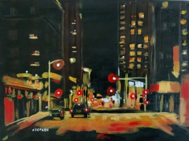 Painting titled "Red Light" by Eric Stephan, Original Artwork, Acrylic