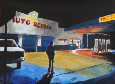 Painting titled "Auto repair" by Eric Stephan, Original Artwork, Acrylic