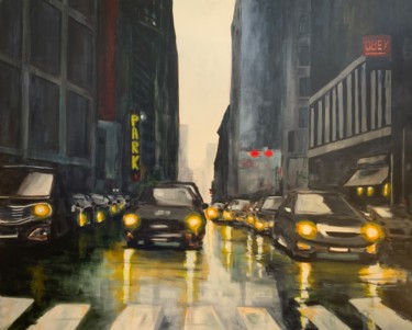 Painting titled "Traffic" by Eric Stephan, Original Artwork, Acrylic Mounted on Wood Stretcher frame