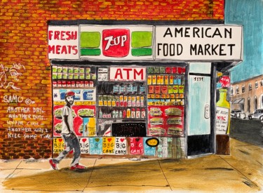 Pintura intitulada "American food market" por Eric Stephan, Obras de arte originais, Acrílico