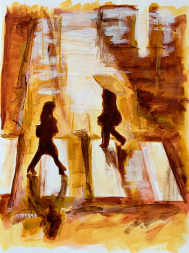 Malerei mit dem Titel "Across the street 3" von Eric Stephan, Original-Kunstwerk, Acryl