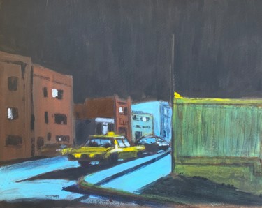 Painting titled "Blue Street" by Eric Stephan, Original Artwork, Acrylic