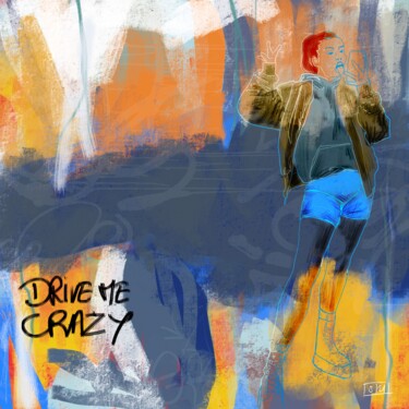 Digital Arts titled "Drive Me Crazy #2" by Eric Stephan, Original Artwork, Digital Painting Mounted on Other rigid panel