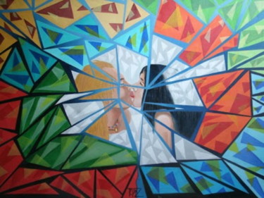 Painting titled "Miroir brisé" by Tépaz, Original Artwork