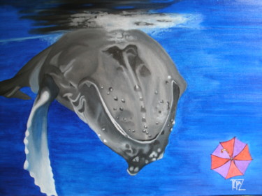 Painting titled "Baleines" by Tépaz, Original Artwork