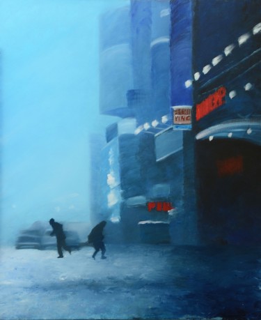 Painting titled "Blue shopping" by Eric Turlot Paintings, Original Artwork, Oil