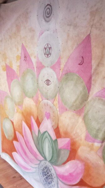 Malerei mit dem Titel "lotus chakra sacral" von Eric Verly / Ylrev, Original-Kunstwerk, Acryl