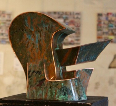 Sculpture titled "L'idée cuivrée" by Eric Vialla (Tweak), Original Artwork, Metals
