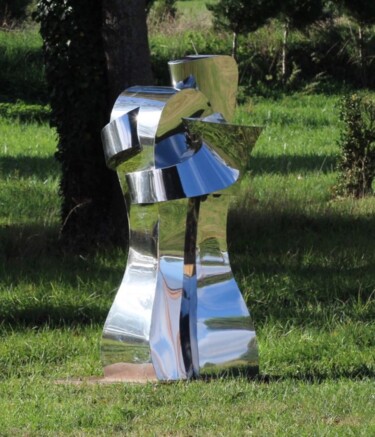 Sculpture titled "Le câlin brillant" by Eric Vialla (Tweak), Original Artwork, Metals