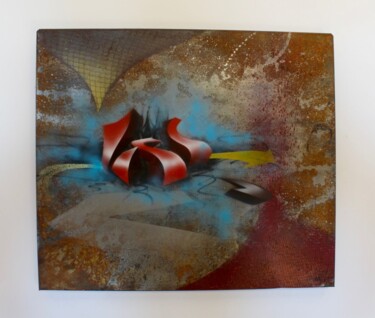 Painting titled "Space city" by Eric Vialla (Tweak), Original Artwork, Spray paint