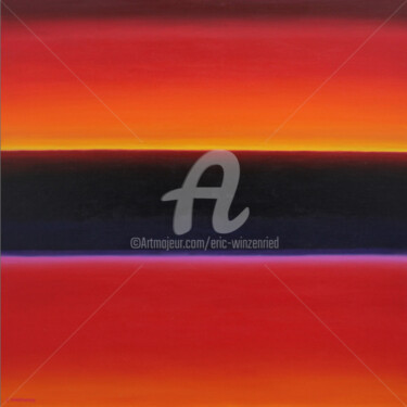 Painting titled "Crépuscule d'énergi…" by Eric Winzenried, Original Artwork, Oil Mounted on Wood Stretcher frame