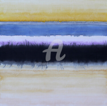 Painting titled "Composition colorée…" by Eric Winzenried, Original Artwork, Watercolor Mounted on Wood Stretcher frame