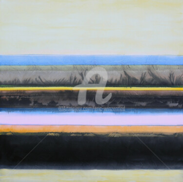 Peinture intitulée "Composition colorée…" par Eric Winzenried, Œuvre d'art originale, Aquarelle Monté sur Châssis en bois