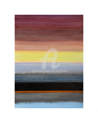 Painting titled "Composition colorée…" by Eric Winzenried, Original Artwork, Watercolor Mounted on Cardboard