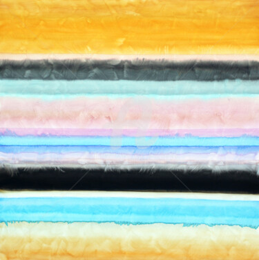 Peinture intitulée "Composition colorée…" par Eric Winzenried, Œuvre d'art originale, Aquarelle Monté sur Châssis en bois
