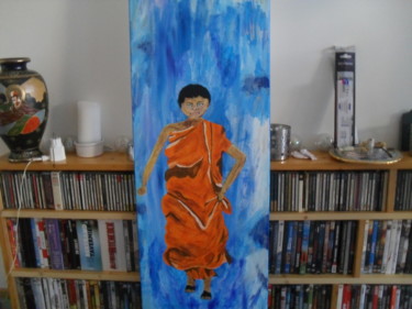 Peinture intitulée "jeune tibetain" par Zeg, Œuvre d'art originale, Acrylique
