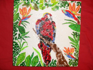 Peinture intitulée "perroquet" par Zeg, Œuvre d'art originale, Acrylique