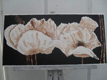 Peinture intitulée "fleurs blanches" par Zeg, Œuvre d'art originale, Acrylique