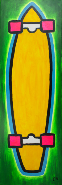 Peinture intitulée "Skateboard jaune" par E.Bonhomme, Œuvre d'art originale, Acrylique Monté sur Châssis en bois