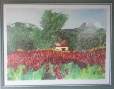 Painting titled "COQUELICOTS AUX ALP…" by Eric Altmeyer, Original Artwork, Oil