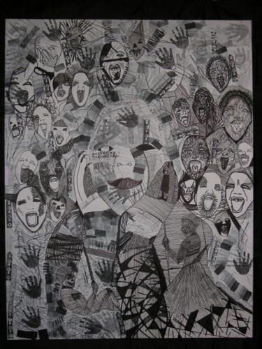 Desenho intitulada "Zombie Terror" por Eric Amiel, Obras de arte originais