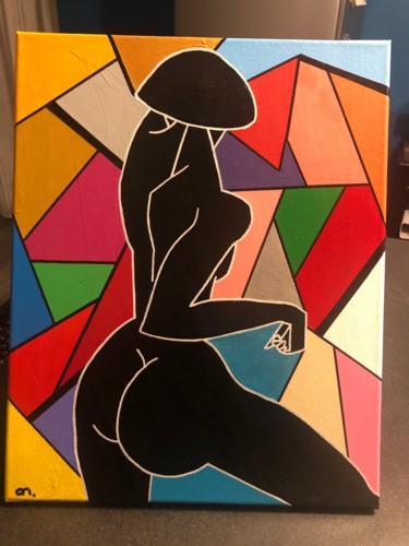 Painting titled "La femme mosaïque" by Eb19, Original Artwork, Acrylic