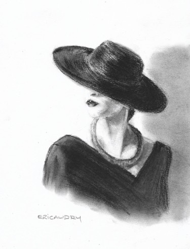 Drawing titled "Elégance" by Eric Audry, Original Artwork, Pencil