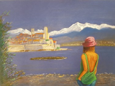 Drawing titled "Le vieil Antibes" by Eric Audry, Original Artwork, Pastel