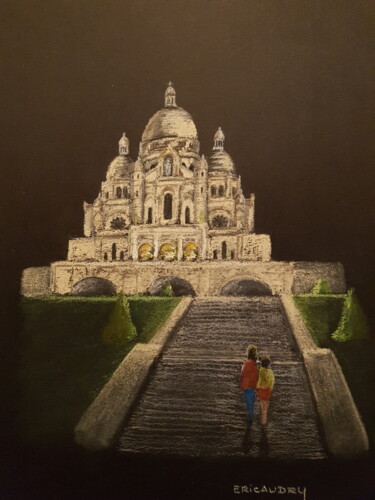 Dibujo titulada "Basilique du Sacré…" por Eric Audry, Obra de arte original, Tiza