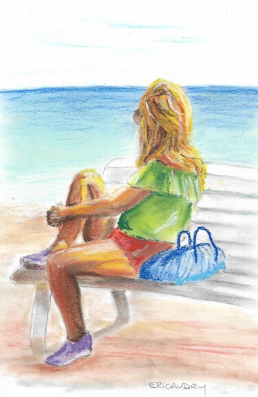 Drawing titled "Moment de contempla…" by Eric Audry, Original Artwork, Pastel