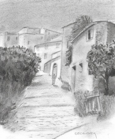 Painting titled "La montée de la Bou…" by Eric Audry, Original Artwork, Charcoal