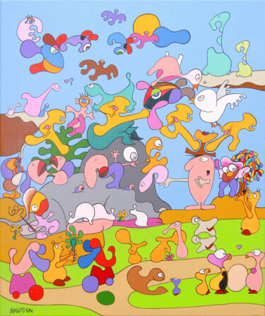 Love et cetera Painting titled "Love et cetera" by Eric Bourdon, Original Artwork, Acrylic Mounted on Wood Stretcher frame