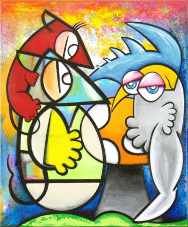 L'Oracle du Hibou Muet Painting titled "L'Oracle du Hibou M…" by Eric Bourdon, Original Artwork, Acrylic Mounted on Wood Stretcher frame
