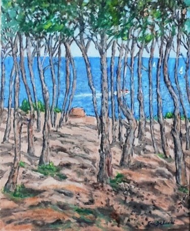 Malerei mit dem Titel "Pine Grove" von Eric Delaval, Original-Kunstwerk, Öl Auf Keilrahmen aus Holz montiert