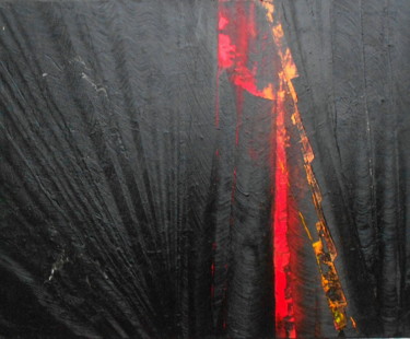 Peinture intitulée "rouge noir 2018" par De, Œuvre d'art originale, Huile