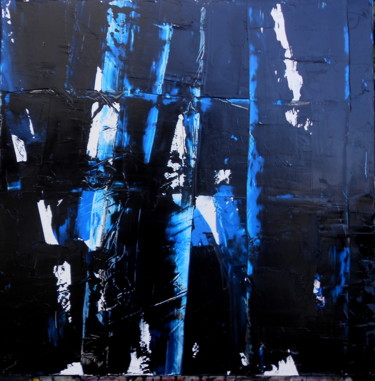 「abstract bleu noir」というタイトルの絵画 Deによって, オリジナルのアートワーク, オイル