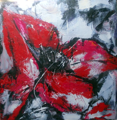 Painting titled "fleur abstraite" by De, Original Artwork, Oil