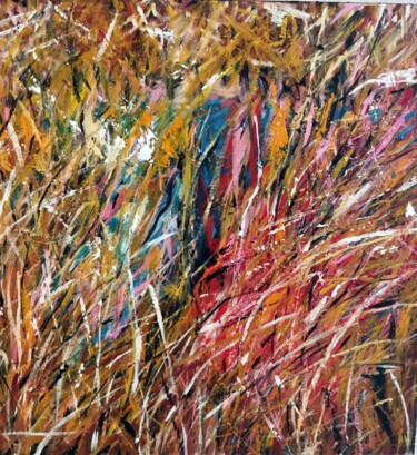 Peinture intitulée "etude champs 3" par De, Œuvre d'art originale, Huile
