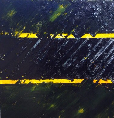 Peinture intitulée "jaune noir 3 12 2022" par De, Œuvre d'art originale, Huile