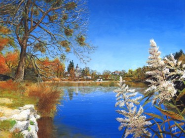 Peinture intitulée "Lac de Saint-Sixte" par Eric F, Œuvre d'art originale, Acrylique