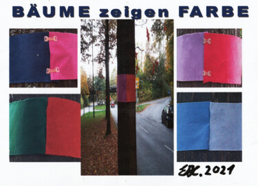 Skulptur mit dem Titel "BÄUME zeigen FARBE" von Erich Heeder, Original-Kunstwerk, Holz