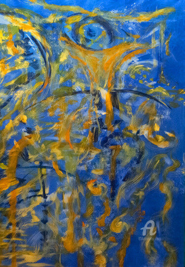 Malerei mit dem Titel "Blue Energy II" von Erich Kraft, Original-Kunstwerk, Öl