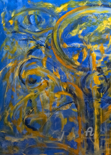 Malerei mit dem Titel "Blue Energy I" von Erich Kraft, Original-Kunstwerk, Öl
