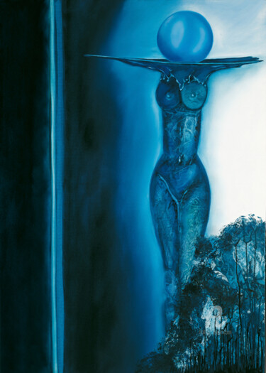 Painting titled "Luna – Hommage an d…" by Erich Kraft, Original Artwork, Oil
