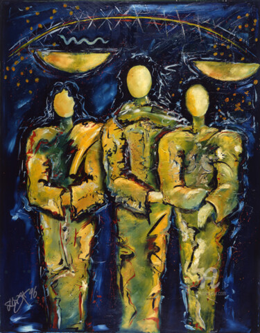 Peinture intitulée "Die drei Weisen" par Erich Kraft, Œuvre d'art originale, Huile