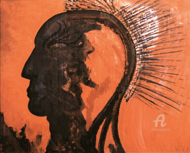 Malerei mit dem Titel "Irokese" von Erich Kraft, Original-Kunstwerk, Öl